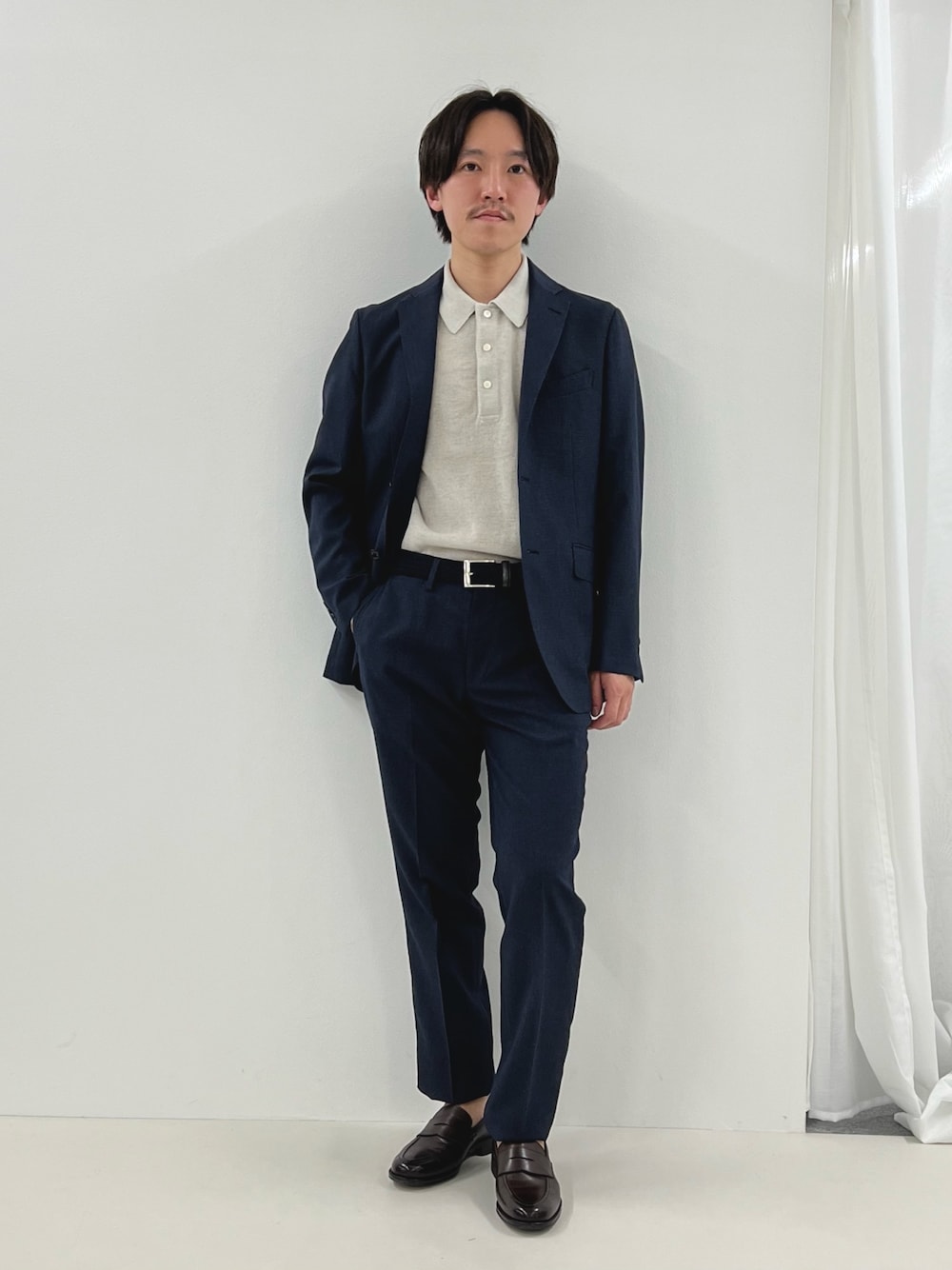 「ローファー、セットアップ、メンズファッション、きれいめカジュアル、春夏コーデ、スラックス、ビジネススタイル、ジャケット、通勤コーデ、スーツスタイル、春コーデ、夏コーデ」｜「NOLLEY'S goodmanの《ビジカジ / セットアップ対応》サマートラベスト TRABEST ジャケット（テーラードジャケット、ブルー系）」を使った、nishiokaさん（メンズ・169cm）の春コーディネートの1枚目の写真