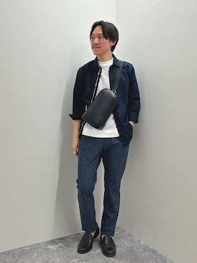「Stutostein Nolley's（シュテットシュタインノーリーズ）のアイテム（バッグ）」を使った、nishiokaさん（メンズ・169cm）の春コーディネート