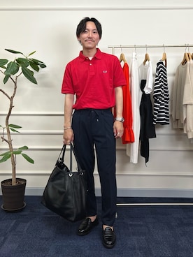「Stutostein Nolley's（シュテットシュタインノーリーズ）のアイテム（バッグ）」を使った、nishiokaさん（メンズ・169cm）の春コーディネート
