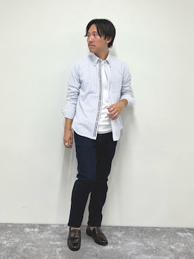 「NOLLEY'S goodman（ノーリーズグッドマン）のアイテム（ローファー）」を使った、nishiokaさん（メンズ・169cm）の秋コーディネート