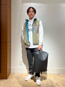 「アイテム（ダウンベスト）」を使った、nishiokaさん（メンズ・169cm）の秋コーディネート