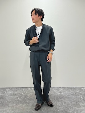 「NOLLEY'S goodman（ノーリーズグッドマン）のアイテム（スラックス）」を使った、nishiokaさん（メンズ・169cm）の夏コーディネート