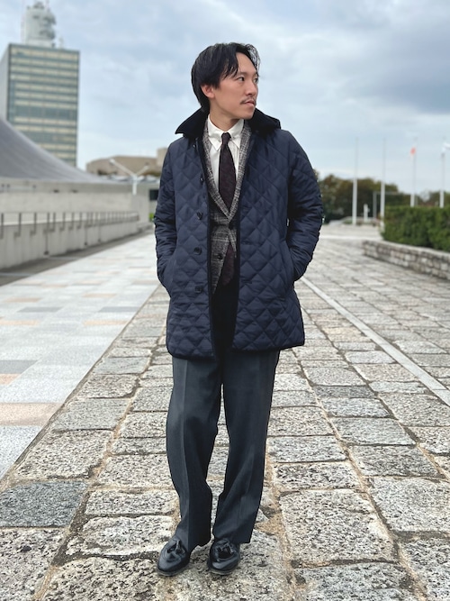 トラディショナルウェザーウェア/ウールキルティングロングコート  