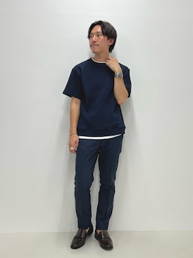 「NOLLEY'S goodman（ノーリーズグッドマン）のアイテム（ローファー）」を使った、nishiokaさん（メンズ・169cm）の夏コーディネート