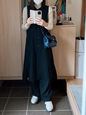 「ABITOKYO（アビトーキョー）のアイテム（パンツ）」を使った、akkaさん（レディース・162cm）の冬コーディネート