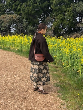 「Handmade（ハンドメイド）のアイテム（ブルゾン）」を使った、yuさん（レディース・158cm）の秋コーディネート