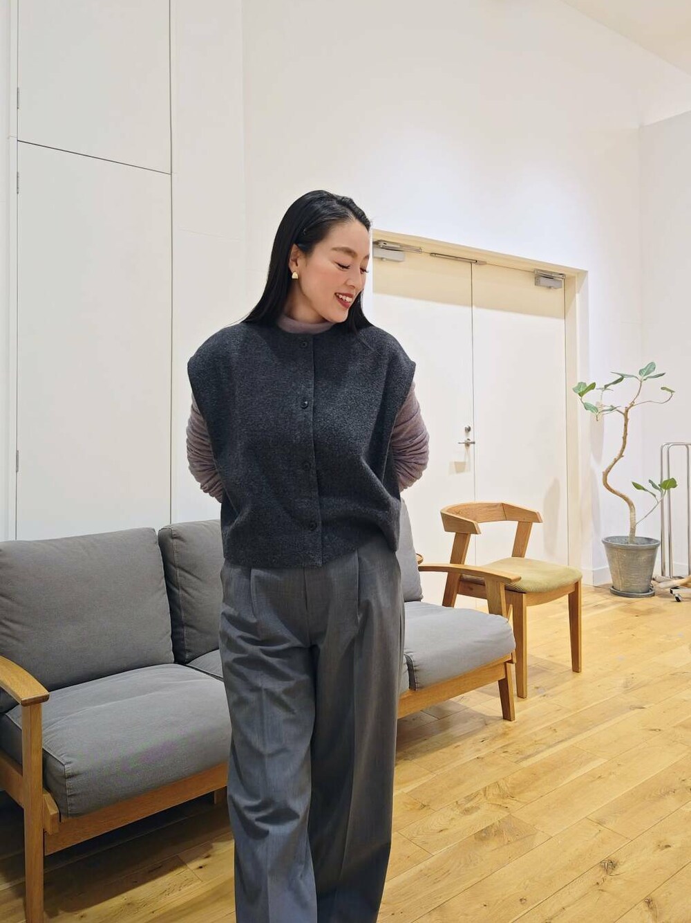 ナッピングウール2WAYベストを使った人気ファッションコーディネート ナッピングウール2WAYベストを使った人気ファッションコーディネート