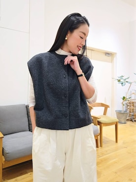 「かぐれ（カグレ）のコットン2タックワイドパンツ（その他パンツ）」を使った、hiromiさん（レディース・160cm）の冬コーディネート