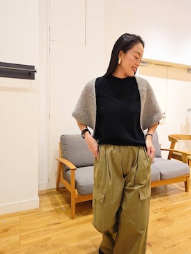 「かぐれ（カグレ）のペルータッセルストール（マフラー）」を使った、hiromiさん（レディース・160cm）の秋コーディネート