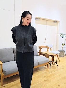 ナッピングウール2WAYベストを使った人気ファッションコーディネート