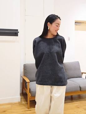 「かぐれ（カグレ）のコットン2タックワイドパンツ（その他パンツ）」を使った、hiromiさん（レディース・160cm）の秋コーディネート