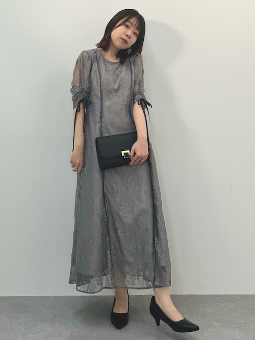 Callarus サテンパイピング切替グログランベルト総レースワンピースドレス 結婚式・パーティー・オケージョンドレス】サテンパイピング切替