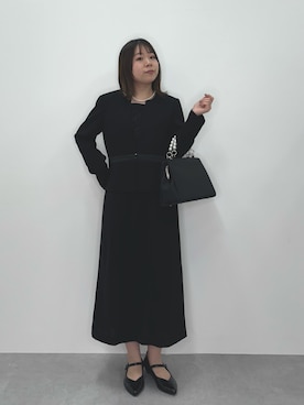 「大きいサイズレディースファッション」｜「アイテム（スーツセット）」を使った、ナノカさん（レディース・154cm）の冬コーディネート