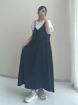「大きいサイズレディースファッション」｜「アイテム（ワンピース/ドレス）」を使った、ナノカさん（レディース・154cm）の夏コーディネート