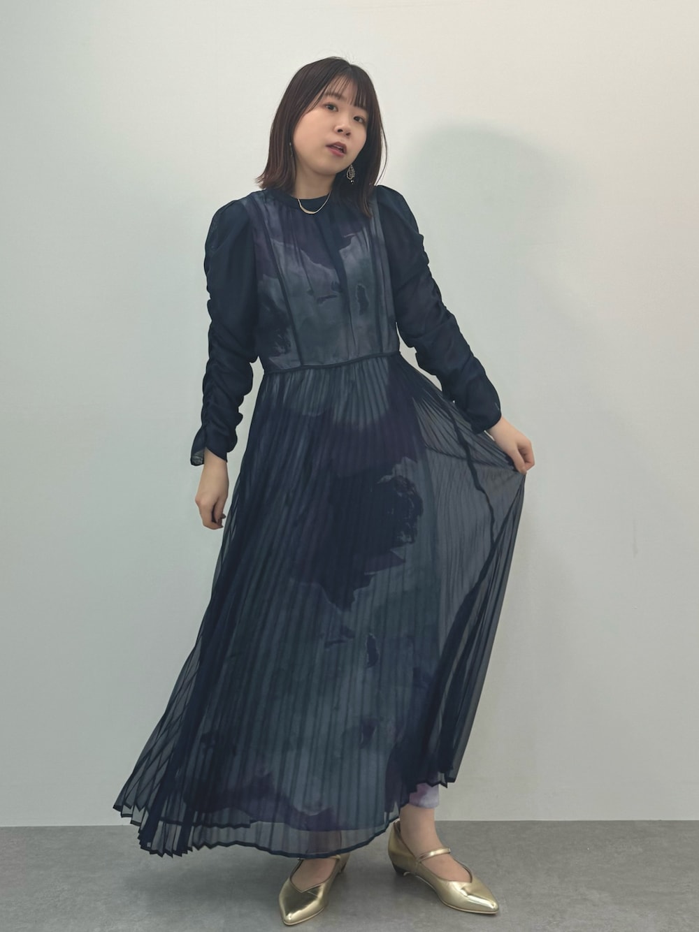 niaulabTV紹介商品】〔Callarus〕プリント重ねシフォンプリーツ