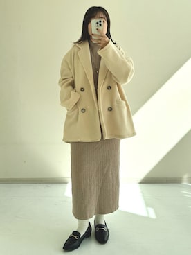 「150cm台コーデ」｜「アイテム（ローファー）」を使った、ナノカさん（レディース・154cm）の秋コーディネート
