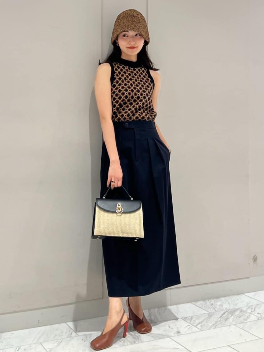 CABaN コットンスカート コットンギャバ 2タックロングスカート （ミニ・ひざ丈スカート