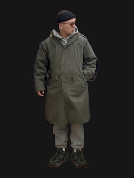 「HOUSTON（ヒューストン）のアイテム（モッズコート）」を使った、chikkunさん（メンズ・168cm）の冬コーディネート