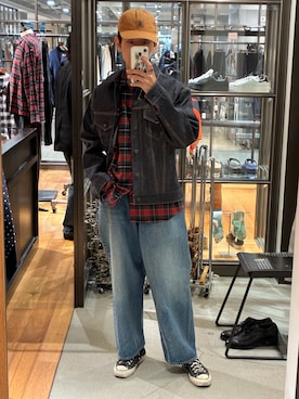 「URBAN RESEARCH（アーバンリサーチ）の『別注』CIOTA×URBAN RESEARCH　TYPE 3 TRUCKER JACKET（デニムジャケット、ブルー系）」を使った、古賀竜太郎さん（メンズ・174cm）の夏コーディネート