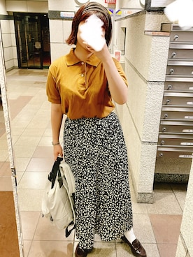 「BEAMS（ビームス）のアイテム（ポロシャツ、ブラウン系）」を使った、gachagacha02さん（レディース・160cm）の夏コーディネート