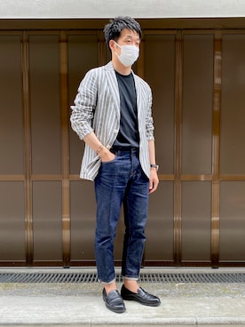 「GIANNETTO（ジャンネット）のアイテム（ジャケット/アウター）」を使った、nakaryosanさん（メンズ・173cm）の夏コーディネート