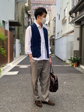 「Daniel & Bob（ダニエル&ボブ）のアイテム（バッグ）」を使った、nakaryosanさん（メンズ・173cm）の春コーディネート