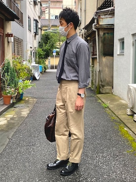 「Daniel & Bob（ダニエル&ボブ）のアイテム（トートバッグ）」を使った、nakaryosanさん（メンズ・173cm）の夏コーディネート