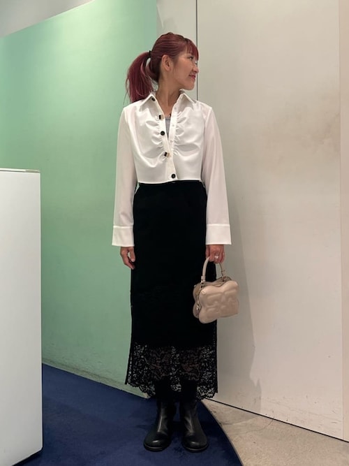 LOVELESS ブラウス シャツ ギャザークロップドシャツ レディース