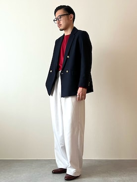 「レッド」｜「アイテム（スリッポン）」を使った、youyukiyukiさん（メンズ・172cm）の秋コーディネート