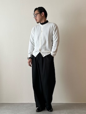 「ニットカーディガン」｜「アイテム（スリッポン）」を使った、youyukiyukiさん（メンズ・172cm）の秋コーディネート