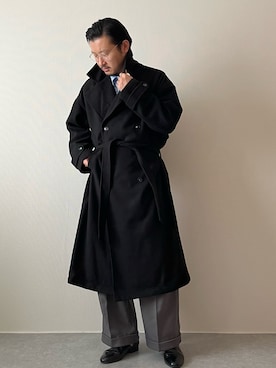 「Confirm（コンファーム）のアイテム（トレンチコート）」を使った、youyukiyukiさん（メンズ・172cm）の冬コーディネート