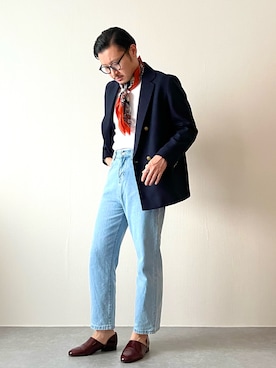 「スカーフ」｜「アイテム（スリッポン）」を使った、youyukiyukiさん（メンズ・172cm）の秋コーディネート