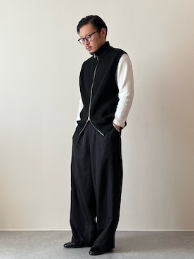 「ニットベスト」｜「アイテム（スリッポン）」を使った、youyukiyukiさん（メンズ・172cm）の秋コーディネート