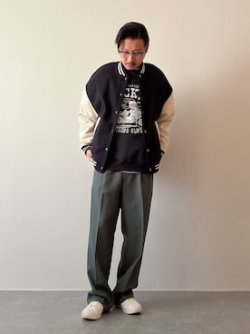「Confirm（コンファーム）のアイテム（スタジャン）」を使った、youyukiyukiさん（メンズ・172cm）の冬コーディネート