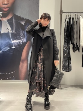 「ALLSAINTS（オールセインツ）のアイテム（ステンカラーコート）」を使った、ABBYさん（レディース・150cm）の冬コーディネート