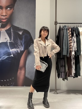 「服とコスメでなりたい自分に」｜「アイテム（ライダースジャケット）」を使った、ABBYさん（レディース・150cm）の冬コーディネート