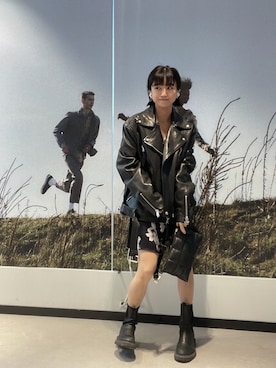 「ALLSAINTS（オールセインツ）のアイテム（ライダースジャケット）」を使った、ABBYさん（レディース・150cm）の冬コーディネート