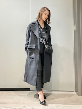 「ARMANI EXCHANGE（アルマーニエクスチェンジ）のアイテム（チェスターコート）」を使った、shima🌱エンポリオアルマーニ神戸店さん（レディース・157cm）の秋コーディネート