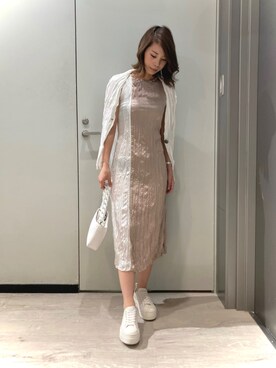 「ARMANI EXCHANGE（アルマーニエクスチェンジ）のアイテム（ノーカラージャケット）」を使った、shima🌱エンポリオアルマーニ神戸店さん（レディース・157cm）の春コーディネート