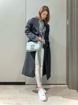 「ARMANI EXCHANGE（アルマーニエクスチェンジ）のアイテム（チェスターコート）」を使った、shima🌱エンポリオアルマーニ神戸店さん（レディース・157cm）の冬コーディネート
