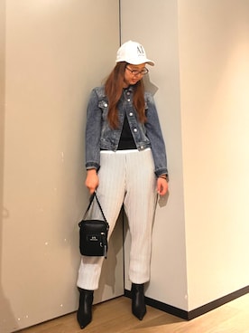 「秋先取りコーデ」｜「アイテム（スウェットパンツ）」を使った、N.honさん（レディース・163cm）の夏コーディネート