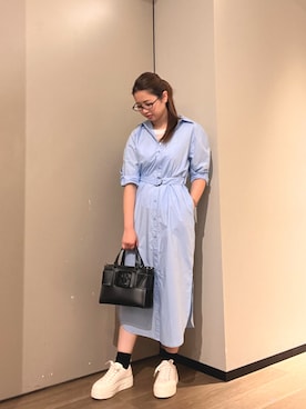 「ARMANI EXCHANGE（アルマーニエクスチェンジ）のアイテム（シャツワンピース）」を使った、N.honさん（レディース・163cm）の春コーディネート