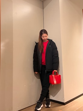 「ARMANI EXCHANGE（アルマーニエクスチェンジ）のアイテム（ダウンジャケット/コート）」を使った、N.honさん（レディース・163cm）の冬コーディネート