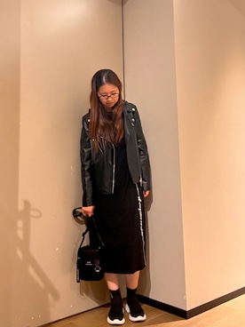 「armaniexchange」｜「アイテム（ライダースジャケット）」を使った、N.honさん（レディース・163cm）の夏コーディネート