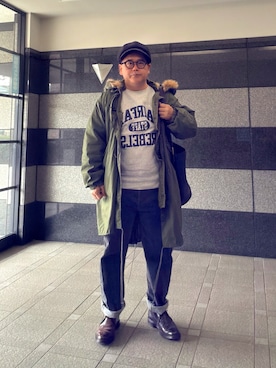 「MOSCOT（モスコット）のアイテム」を使った、フラッシュさん（メンズ・170cm）の春コーディネート