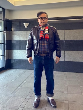 「MOSCOT（モスコット）のアイテム」を使った、フラッシュさん（メンズ・170cm）の冬コーディネート