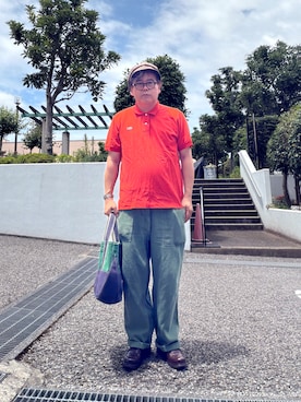 「CA4LA（カシラ）のアイテム（キャスケット、ベージュ系）」を使った、フラッシュさん（メンズ・170cm）の夏コーディネート