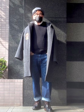 「アイテム（ダッフルコート、グレー系）」を使った、フラッシュさん（メンズ・170cm）の冬コーディネート