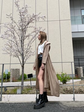 「厚底」｜「アイテム（その他アウター）」を使った、AKARIさん（レディース・162cm）の春コーディネート