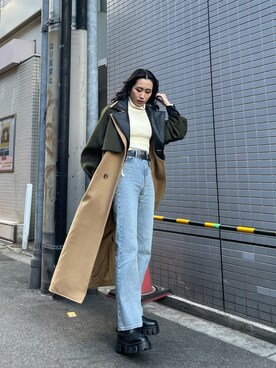 「厚底」｜「アイテム（その他アウター）」を使った、AKARIさん（レディース・162cm）の冬コーディネート